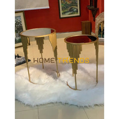 Gold Bars Round Accent Tables Set Of 2