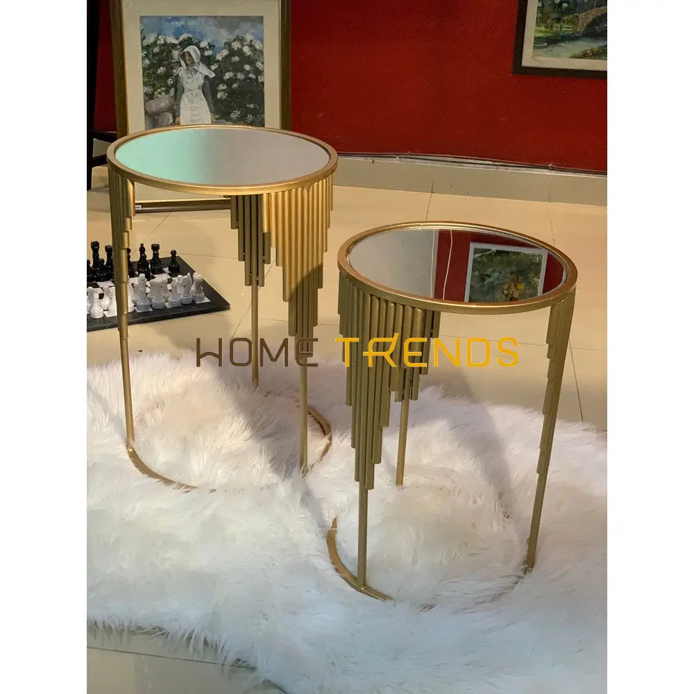 Gold Bars Round Accent Tables Set Of 2