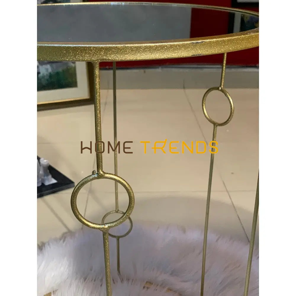Gold Mirror Top Round Accent Tables Set Of 2