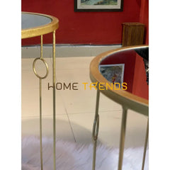 Gold Mirror Top Round Accent Tables Set Of 2