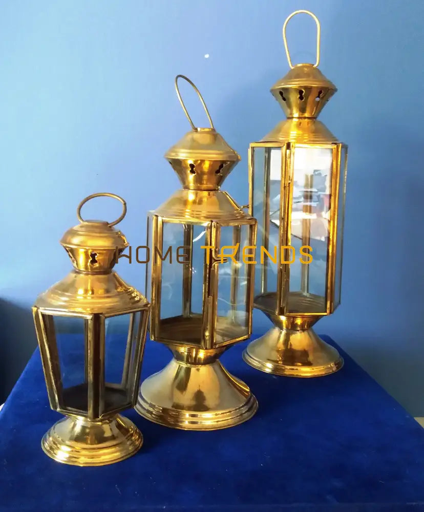 Golden Brass 8 Candle Lantern Stands