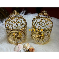 Golden Cage Candle Holder Stands