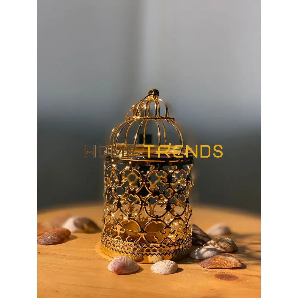 Golden Cage Candle Holder Stands