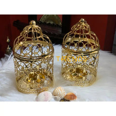 Golden Cage Candle Holder Stands