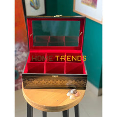 Golden Glass Top Nakshi Jewelry Box Boxes