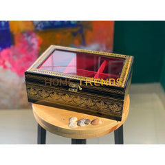 Golden Glass Top Nakshi Jewelry Box Boxes