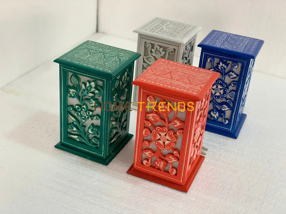 Green And White Flower Wooden Lamp Lamps