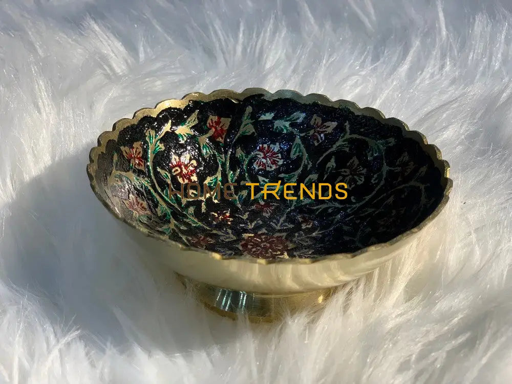 Handcrafted Black And Green Brass Edge 4 Bowl Bowls