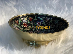 Handcrafted Black And Green Brass Edge 5 Bowl Bowls