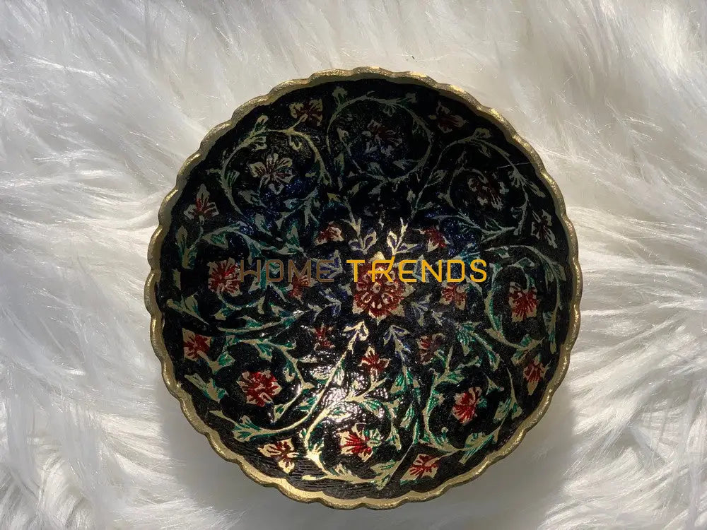 Handcrafted Black And Green Brass Edge 5 Bowl Bowls