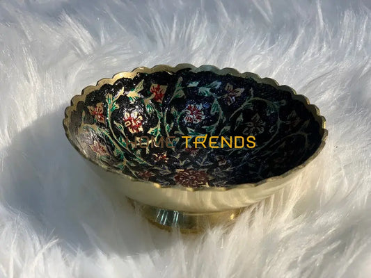 Handcrafted Black And Green Brass Edge 5 Bowl Bowls