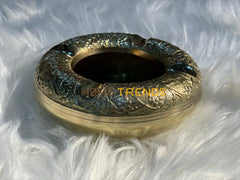 Handcrafted Brass Floral Design Small Golden Ashtrey Ashtrays