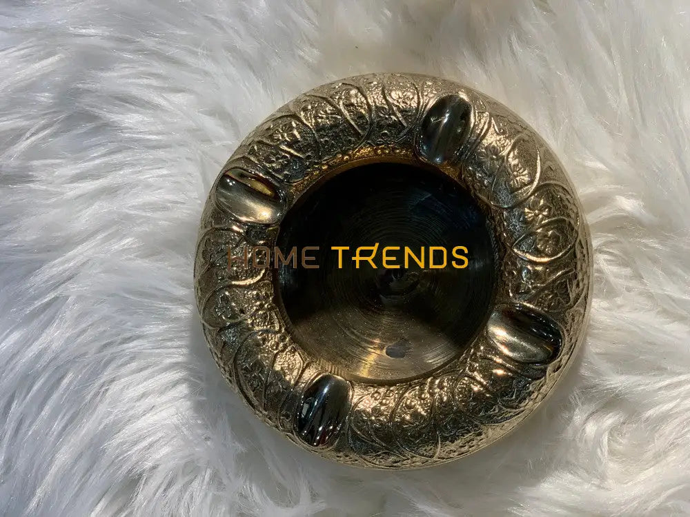 Handcrafted Brass Floral Design Small Golden Ashtrey Ashtrays