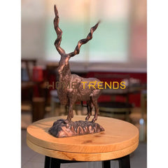 Handcrafted Brass Gold Markhor Statue Sculptures & Monuments