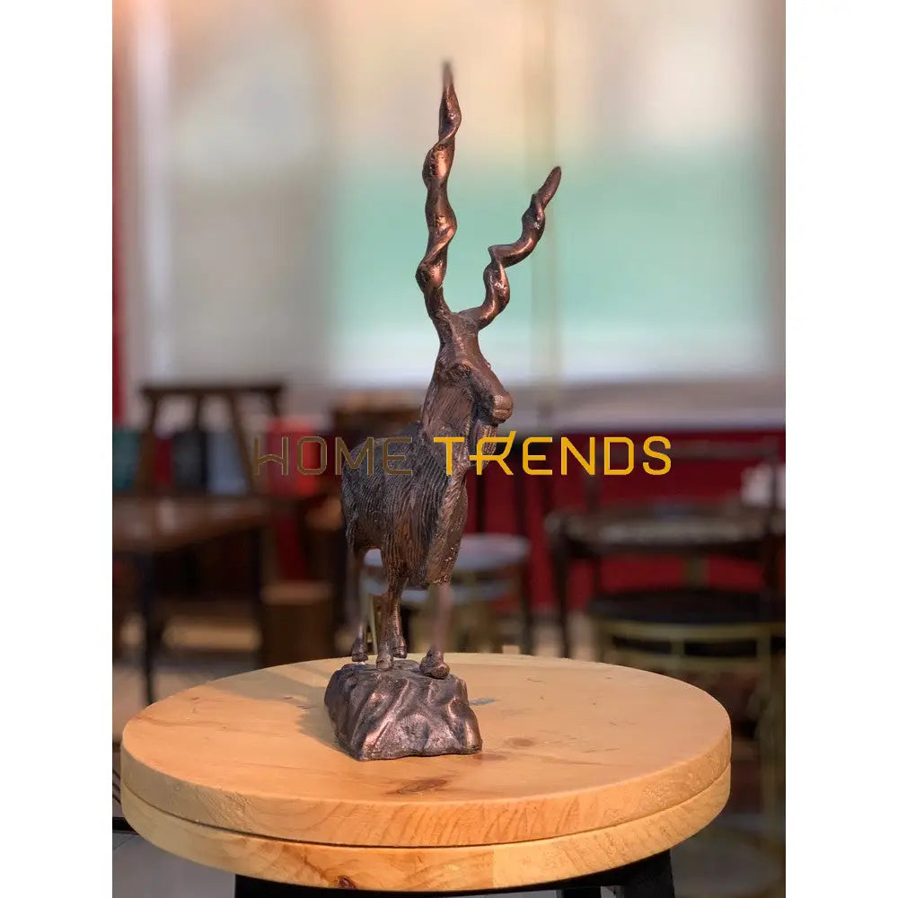 Handcrafted Brass Gold Markhor Statue Sculptures & Monuments