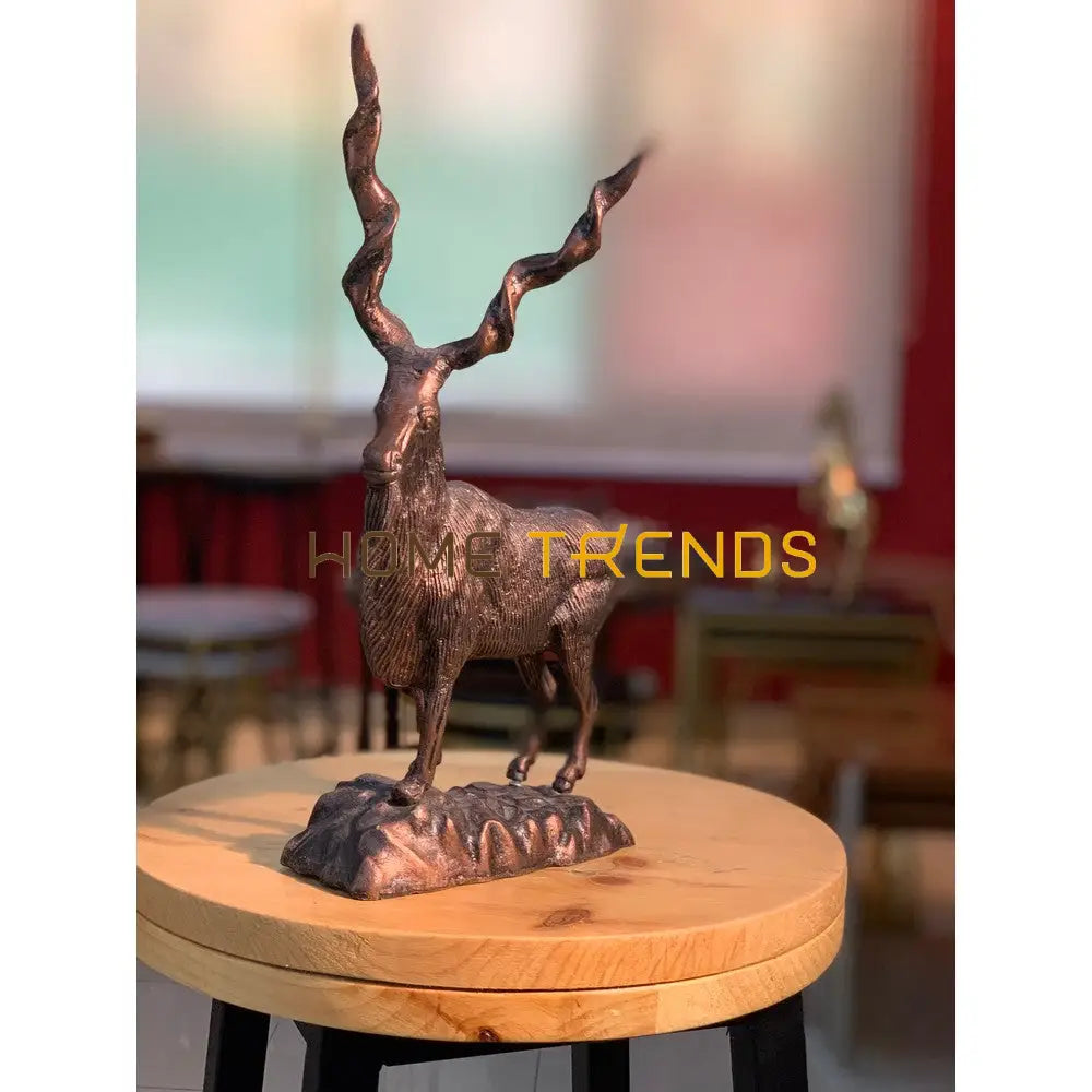 Handcrafted Brass Gold Markhor Statue Sculptures & Monuments