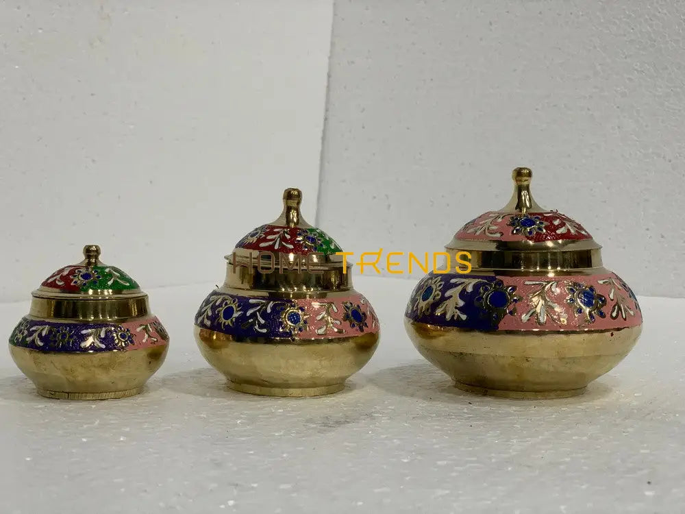 Handcrafted Brass Golden Pink Qulfi Set Miscellaneous Decor