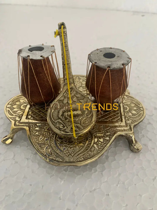 Handcrafted Brass Golden Tabla And Sitar Miscellaneous Decor