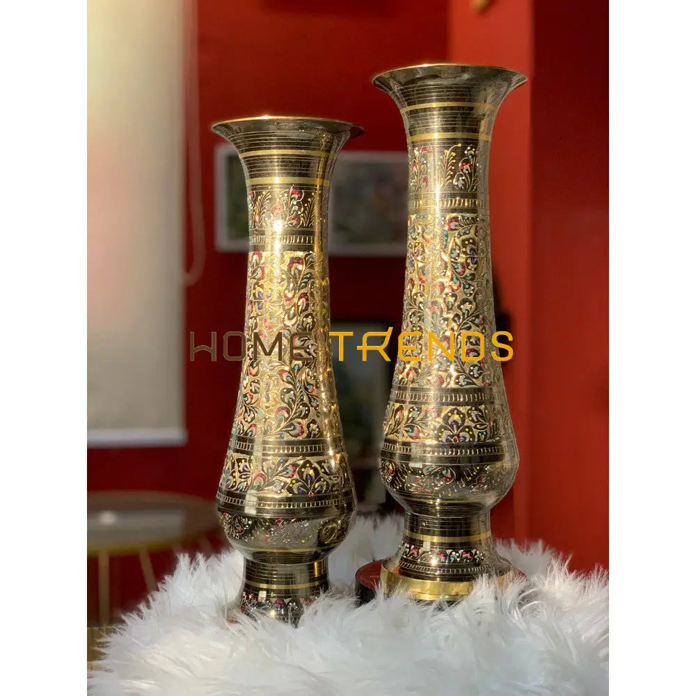 Handcrafted Brass Multicolor 22 Vase Vases