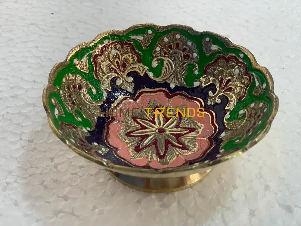 Handcrafted Brass Multicolor Gold Edge 4 Bowl Bowls