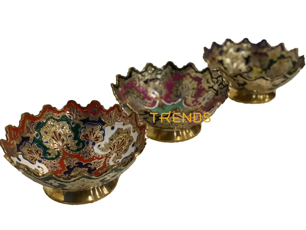 Handcrafted Brass Multicolor Gold Edge 7 Bowl Bowls