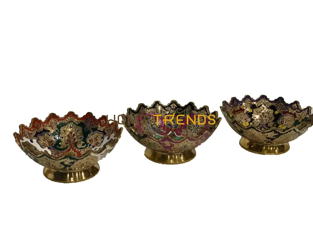 Handcrafted Brass Multicolor Gold Edge 7 Bowl Bowls