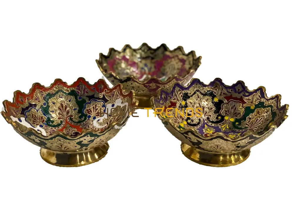 Handcrafted Brass Multicolor Gold Edge 7 Bowl Bowls