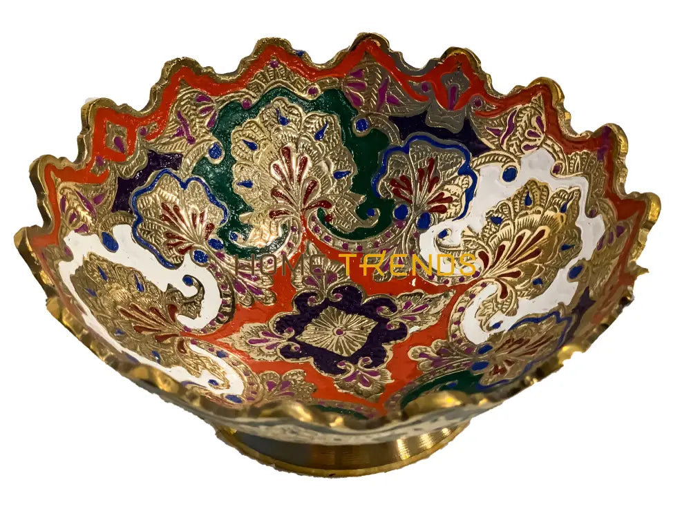 Handcrafted Brass Multicolor Gold Edge 7 Bowl Bowls