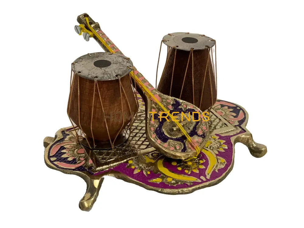 Handcrafted Brass Multicolor Tabla And Sitar Miscellaneous Decor