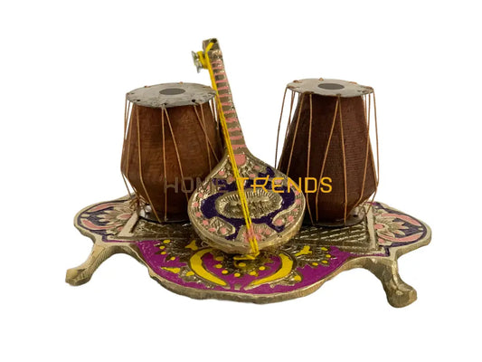 Handcrafted Brass Multicolor Tabla And Sitar Miscellaneous Decor