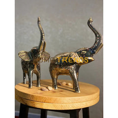 Handcrafted Gold Bunki Elephant Set Sculptures & Monuments