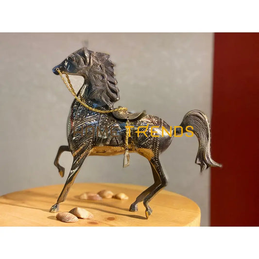 Handcrafted Gold Jhara Large Brass Dancing Horse Sculptures & Monuments