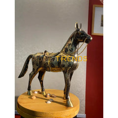 Handcrafted Gold Jhara Large Brass Horse Sculptures & Monuments