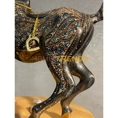 Handcrafted Multi Color Bunki Large Brass Horse Sculptures & Monuments