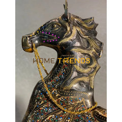 Handcrafted Multi Color Bunki Large Brass Horse Sculptures & Monuments