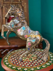 Handcrafted Multicolor Large Brass Dancing Horse Sculptures & Monuments