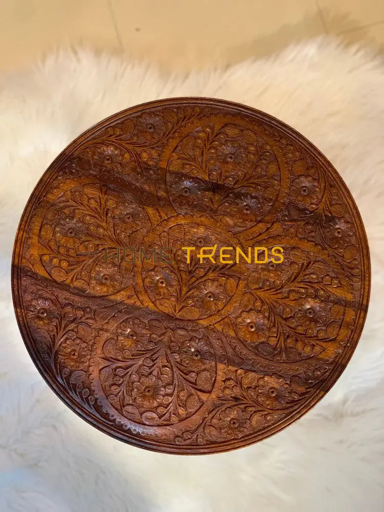 Handmade Wooden Carving 18 Floral Design Table Accent Tables