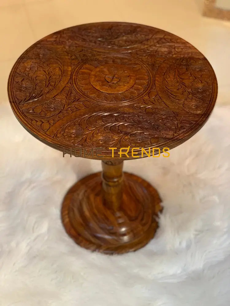 Handmade Wooden Carving 18 Floral Design Table Accent Tables