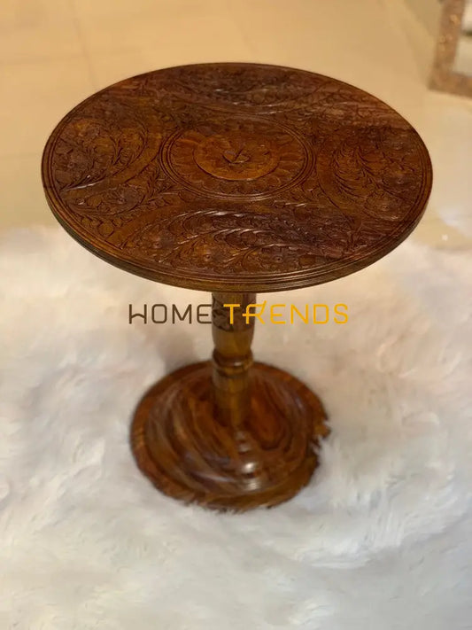 Handmade Wooden Carving 18 Floral Design Table Accent Tables