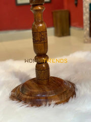 Handmade Wooden Round 18 Carving Table Accent Tables