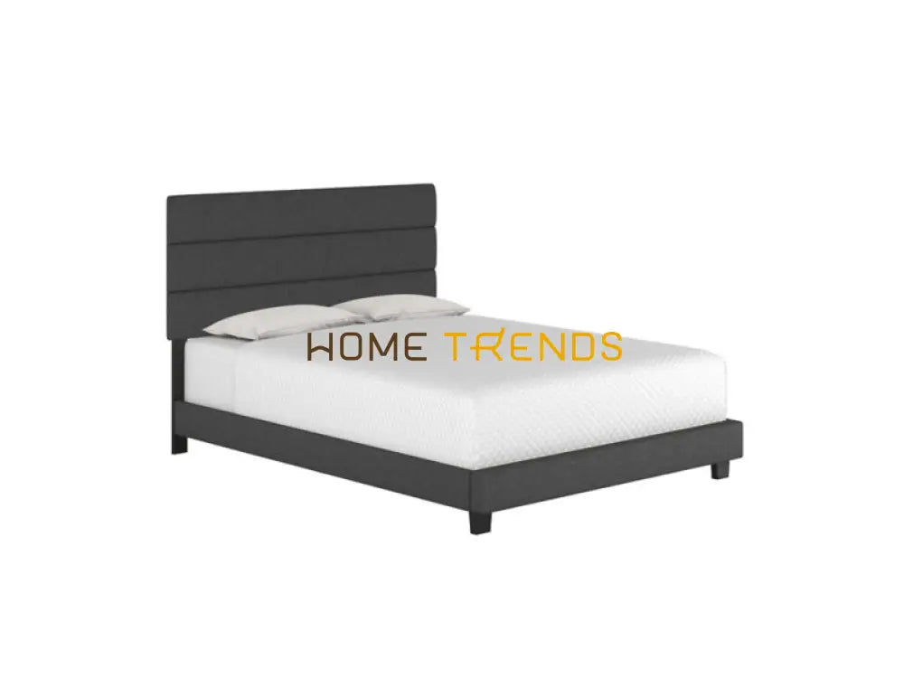 Harrianna Black Linen Upholstered Platform Bed