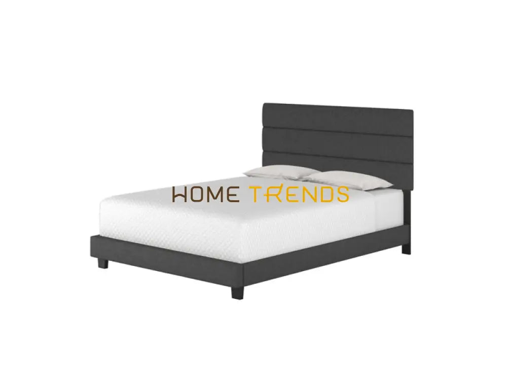 Harrianna Black Linen Upholstered Platform Bed