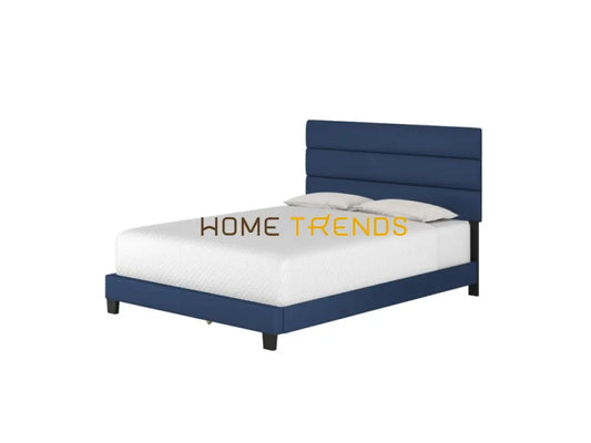 Harrianna Blue Faux Leather Upholstered Platform Bed