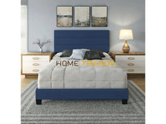 Harrianna Blue Faux Leather Upholstered Platform Bed