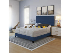 Harrianna Blue Faux Leather Upholstered Platform Bed