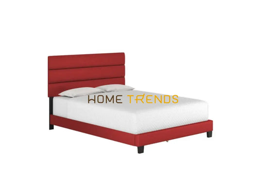 Harrianna Red Faux Leather Upholstered Platform Bed