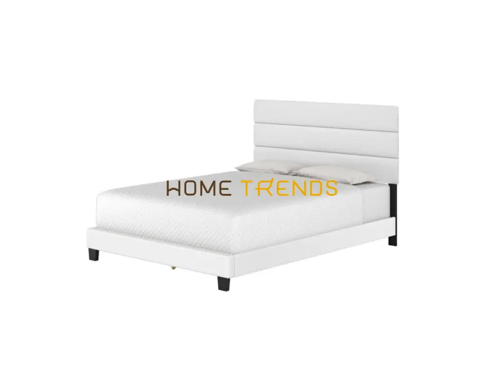 Harrianna White Faux Leather Upholstered Platform Bed