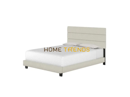 Harrianna White Linen Upholstered Platform Bed