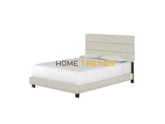 Harrianna White Linen Upholstered Platform Bed