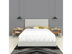 Harrianna White Linen Upholstered Platform Bed